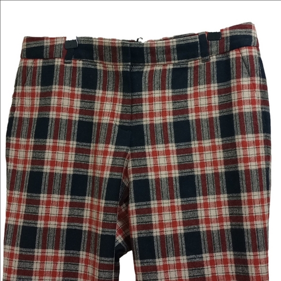 J.CREW CAFE CAPRI RED & BLACK PLAID WOOL CROPPED PANTS - Picture 3 of 9